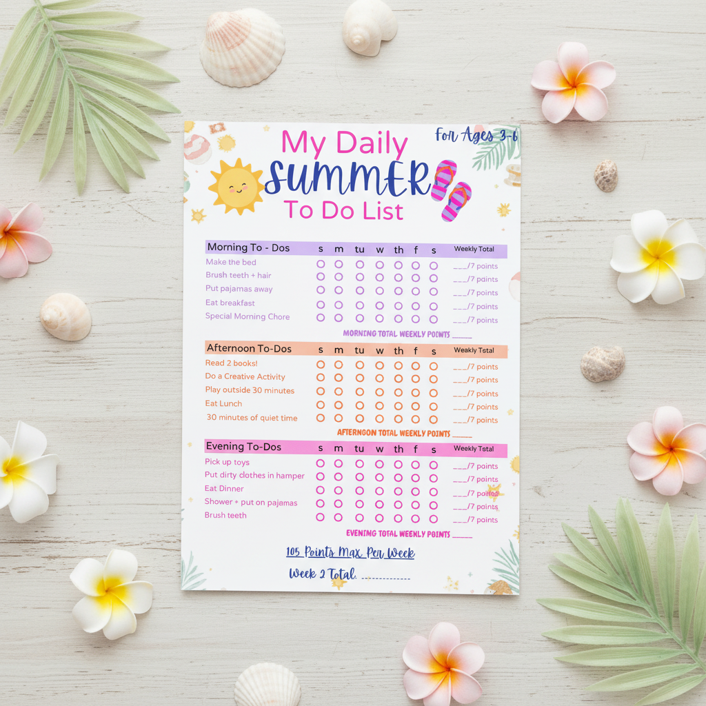 Daily Summer To Do List Mockup
